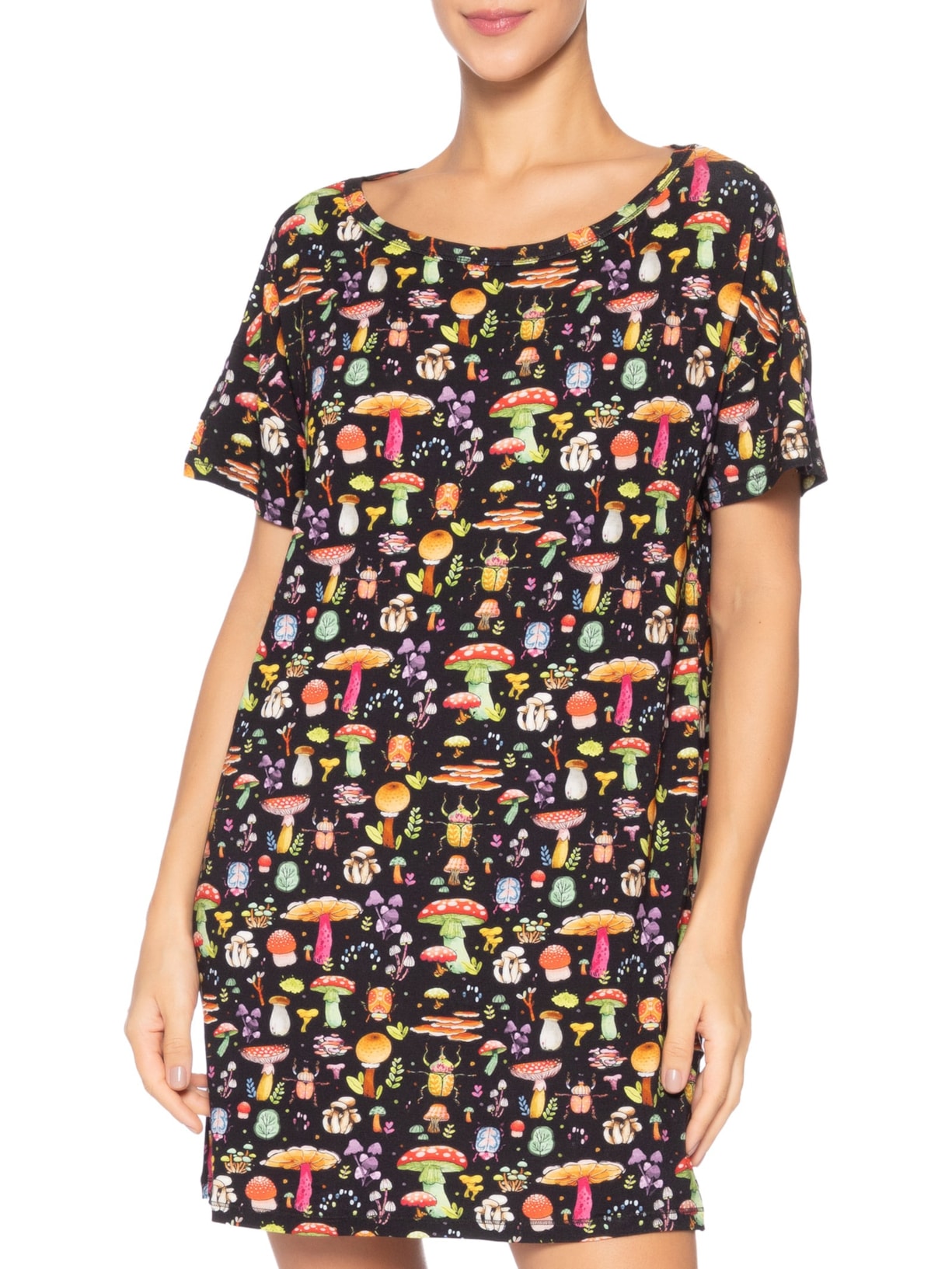 Camisola Curta Viscose Floresta Preto Jogê