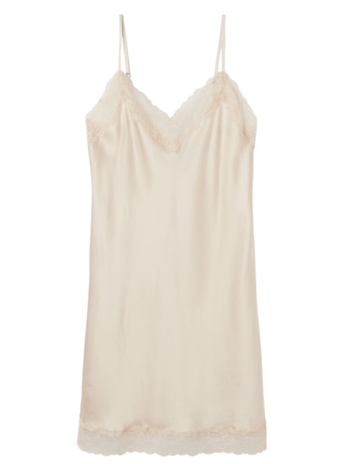 Camisola De Seda Com Aplicações Em Renda - Off-White