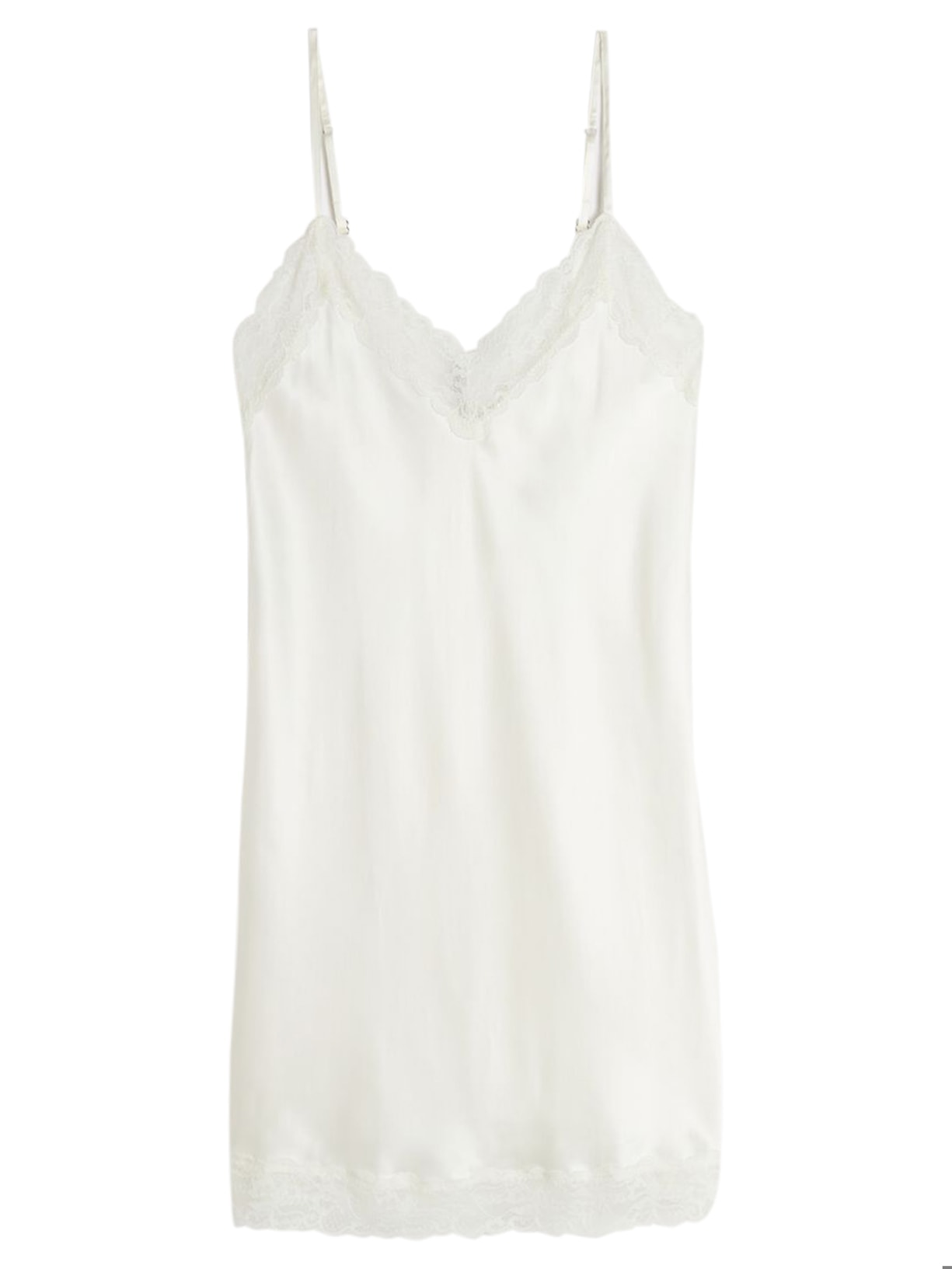 Camisola De Seda e Aplicações De Renda - Marfim