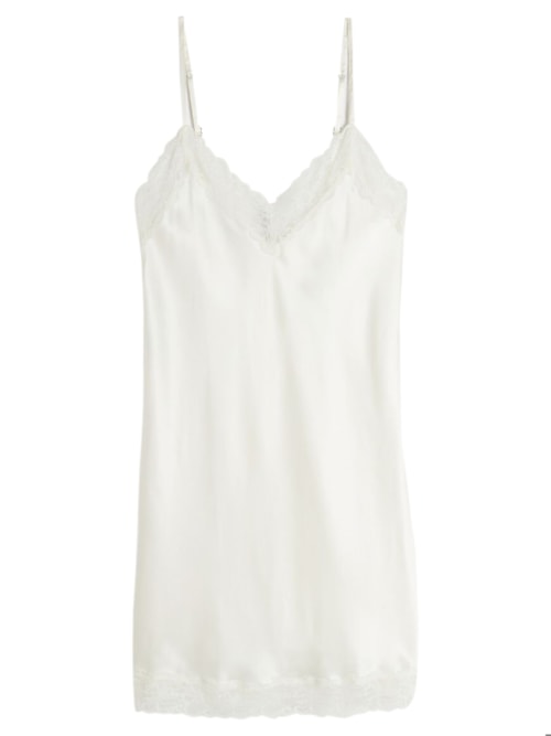 Camisola De Seda e Aplicações De Renda - Marfim