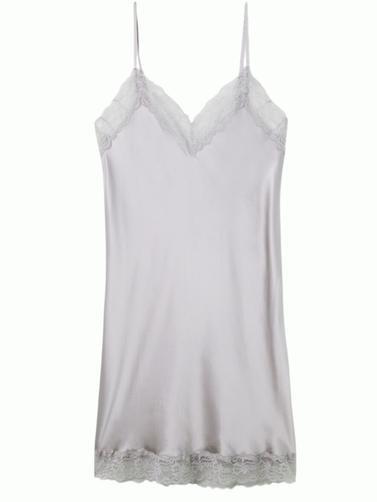 Camisola Em Seda Com Aplicações Em Renda - Cinza