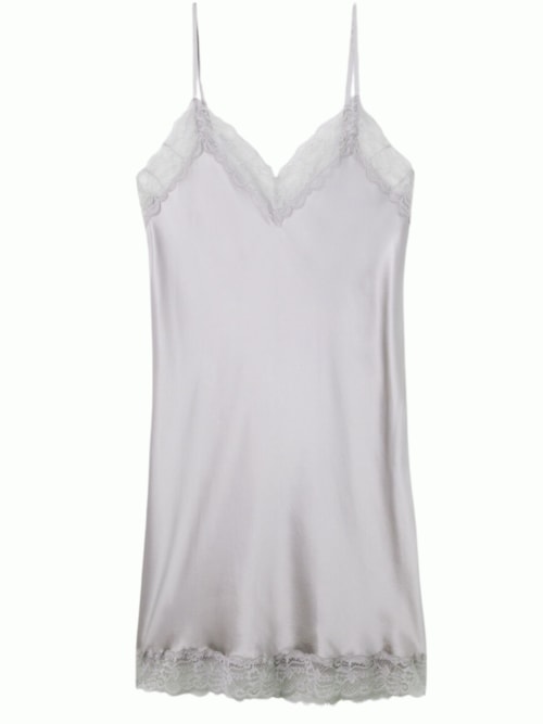 Camisola Em Seda Com Aplicações Em Renda - Cinza