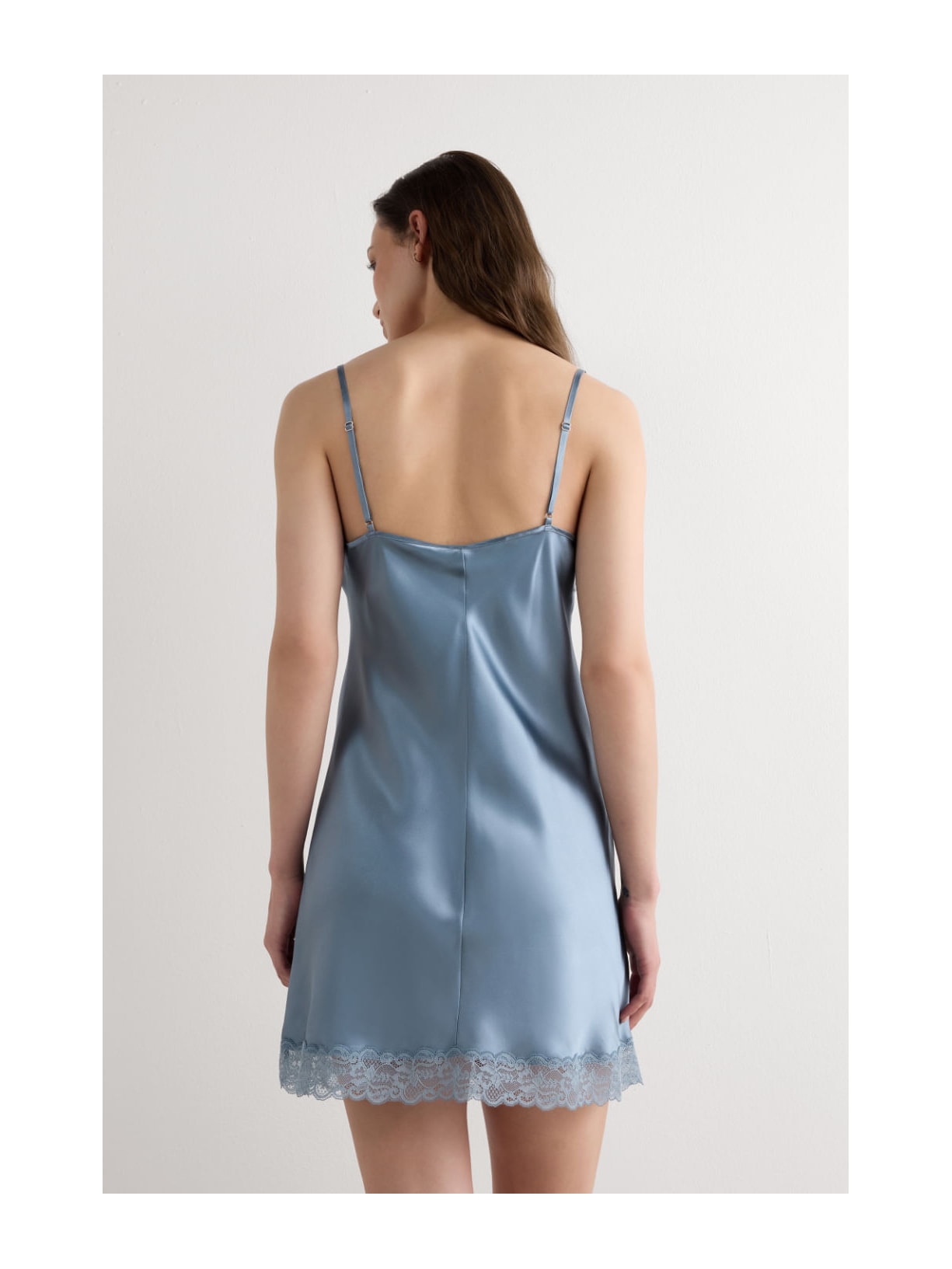 Camisola Em Seda e Renda Azul Intimissimi