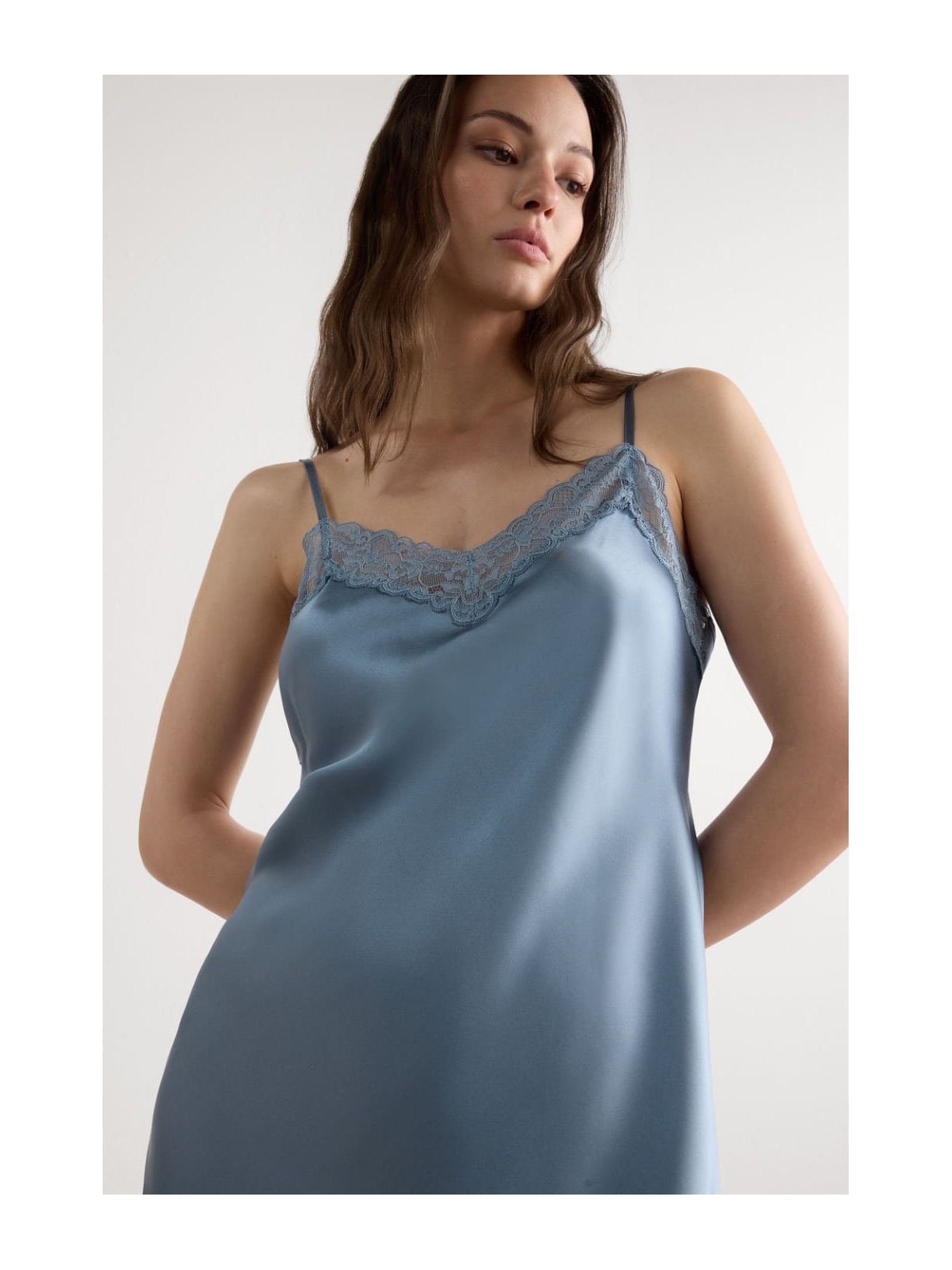 Camisola Em Seda e Renda Azul Intimissimi