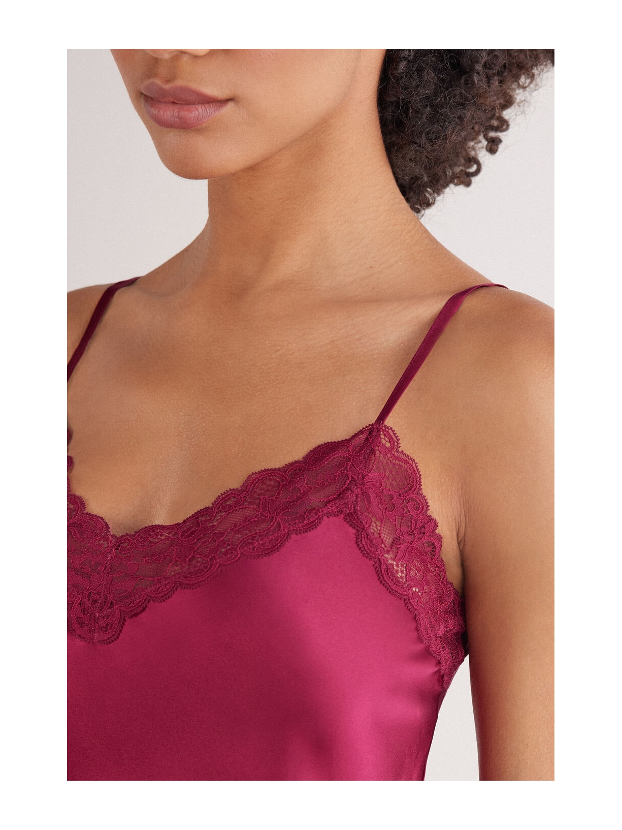 Camisola Em Seda e Renda Bordô Intimissimi