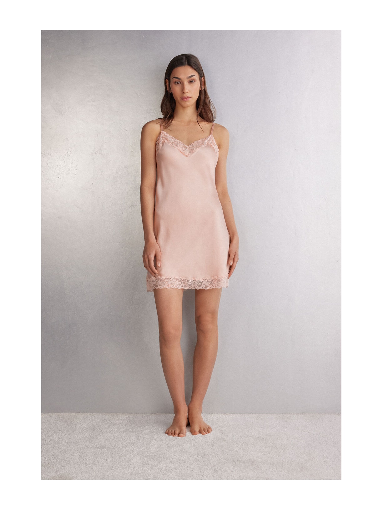 Camisola Em Seda e Renda Rosa Intimissimi