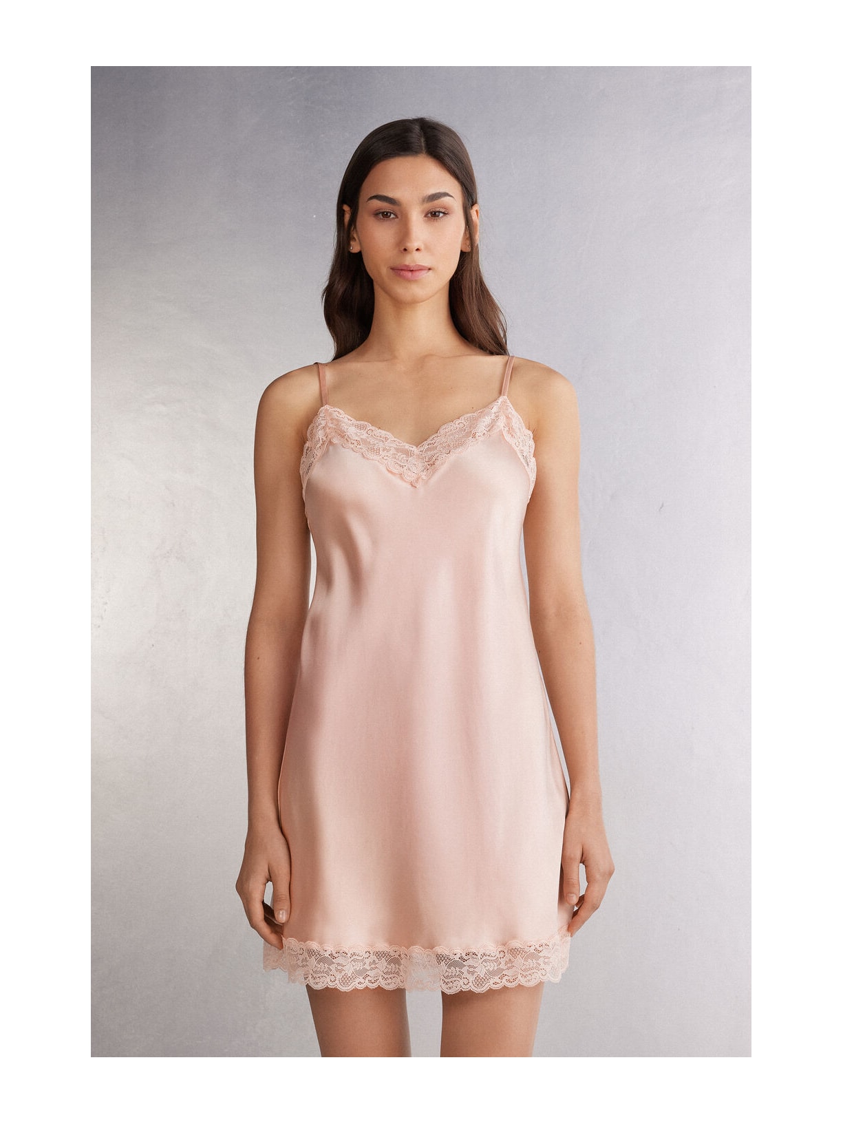 Camisola Em Seda e Renda Rosa Intimissimi