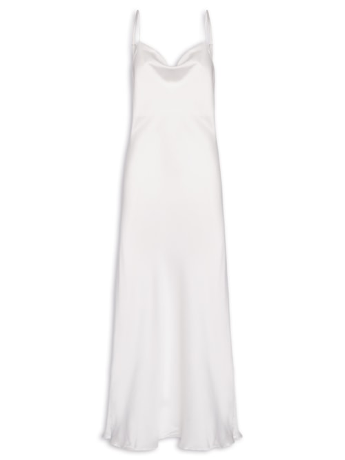Camisola Longa Alças Finas E Cetim Vanity - Branco