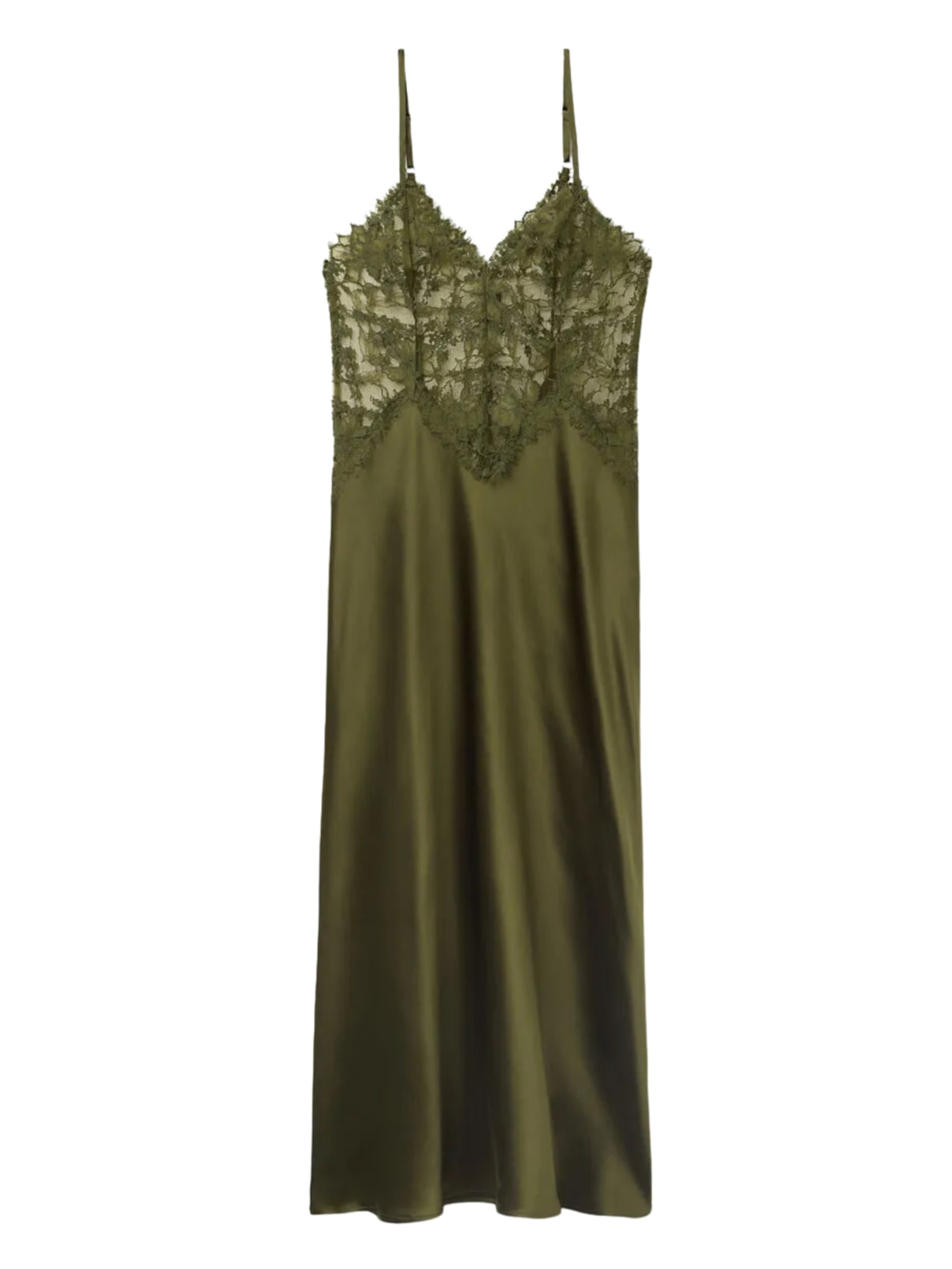 Camisola Longa Em Seda e Renda Imaginary Journey - Verde