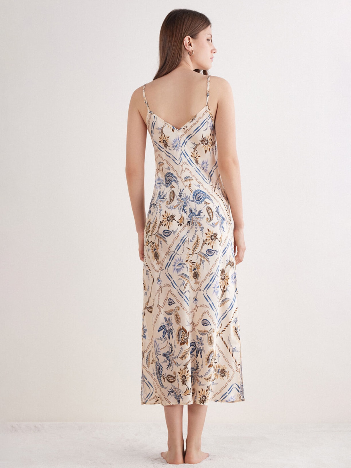 Camisola Longa Em Seda Italian Riviera Bege Intimissimi