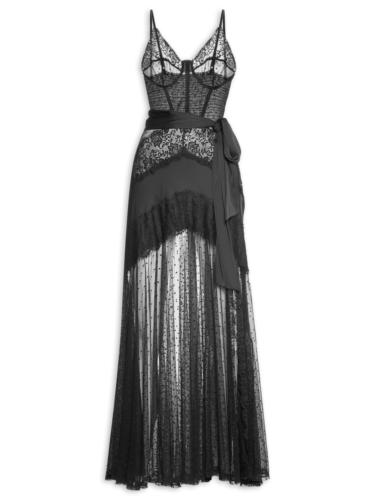 Camisola Longa Tule St. Barth - Preto