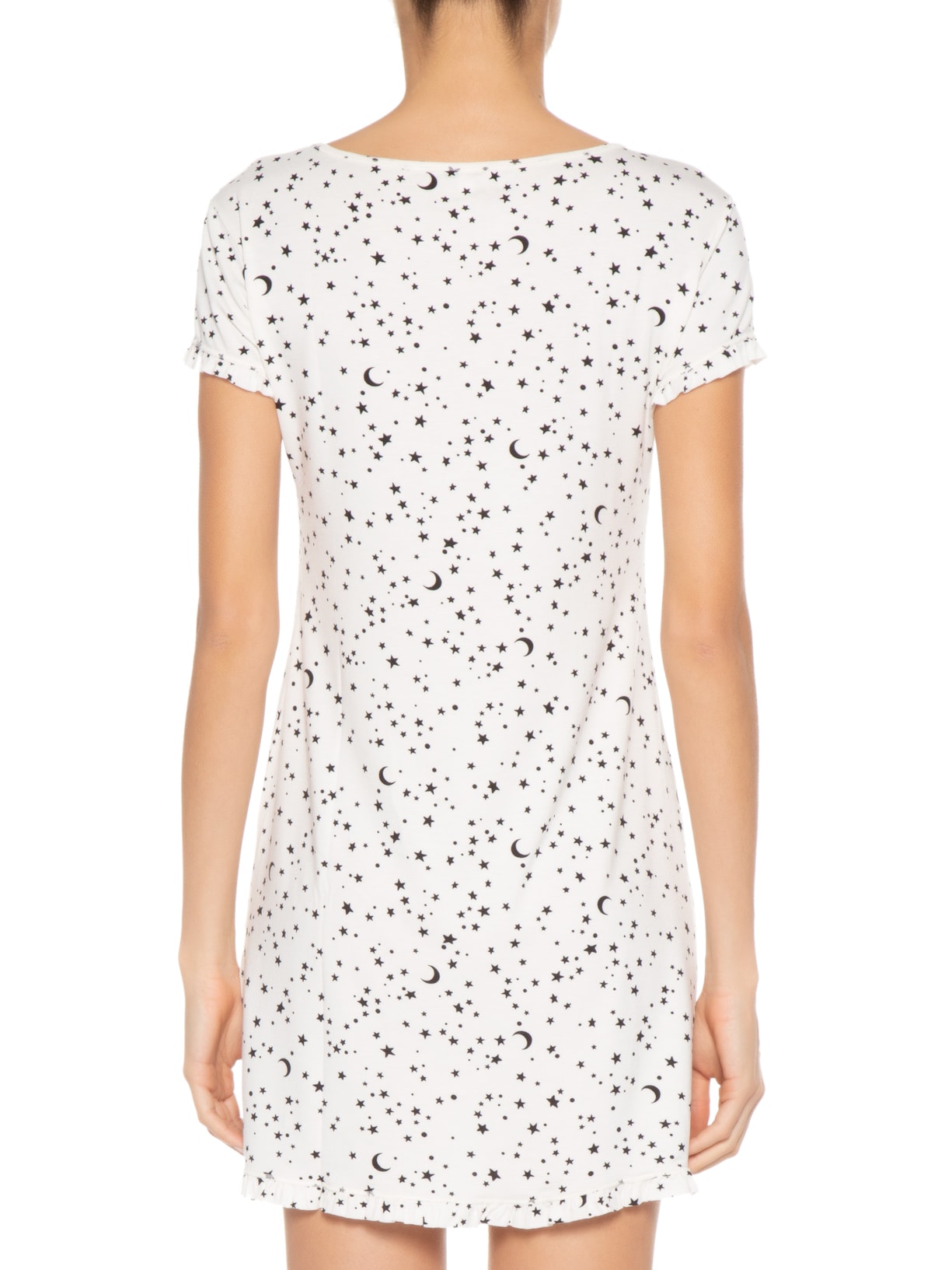 Camisola Manga Curta Malha Estrelas Branco Jogê