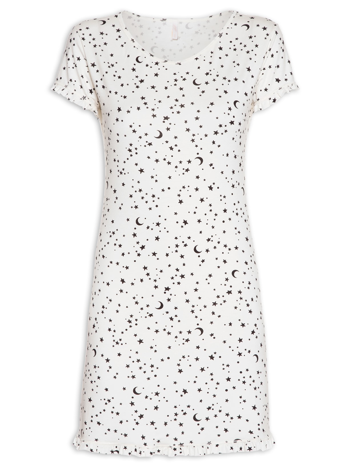 Camisola Manga Curta Malha Estrelas Branco Jogê