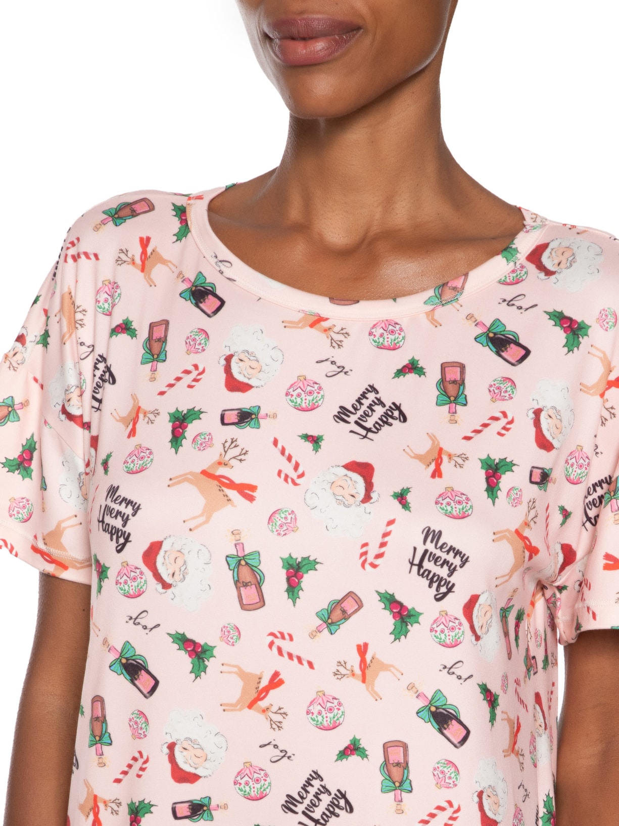 Camisola Manga Curta Malha Hohoho Rosa Jogê