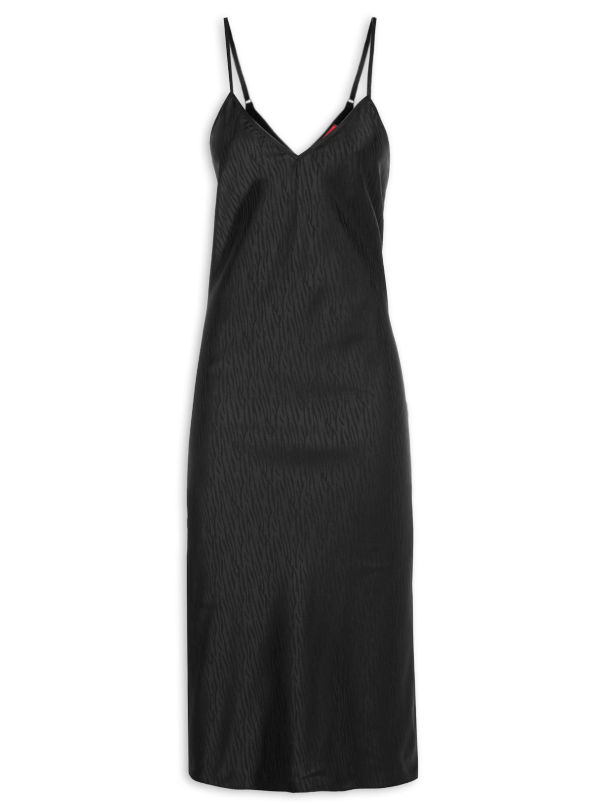 Camisola Midi Alças Finas Em Cetim Halley - Preto