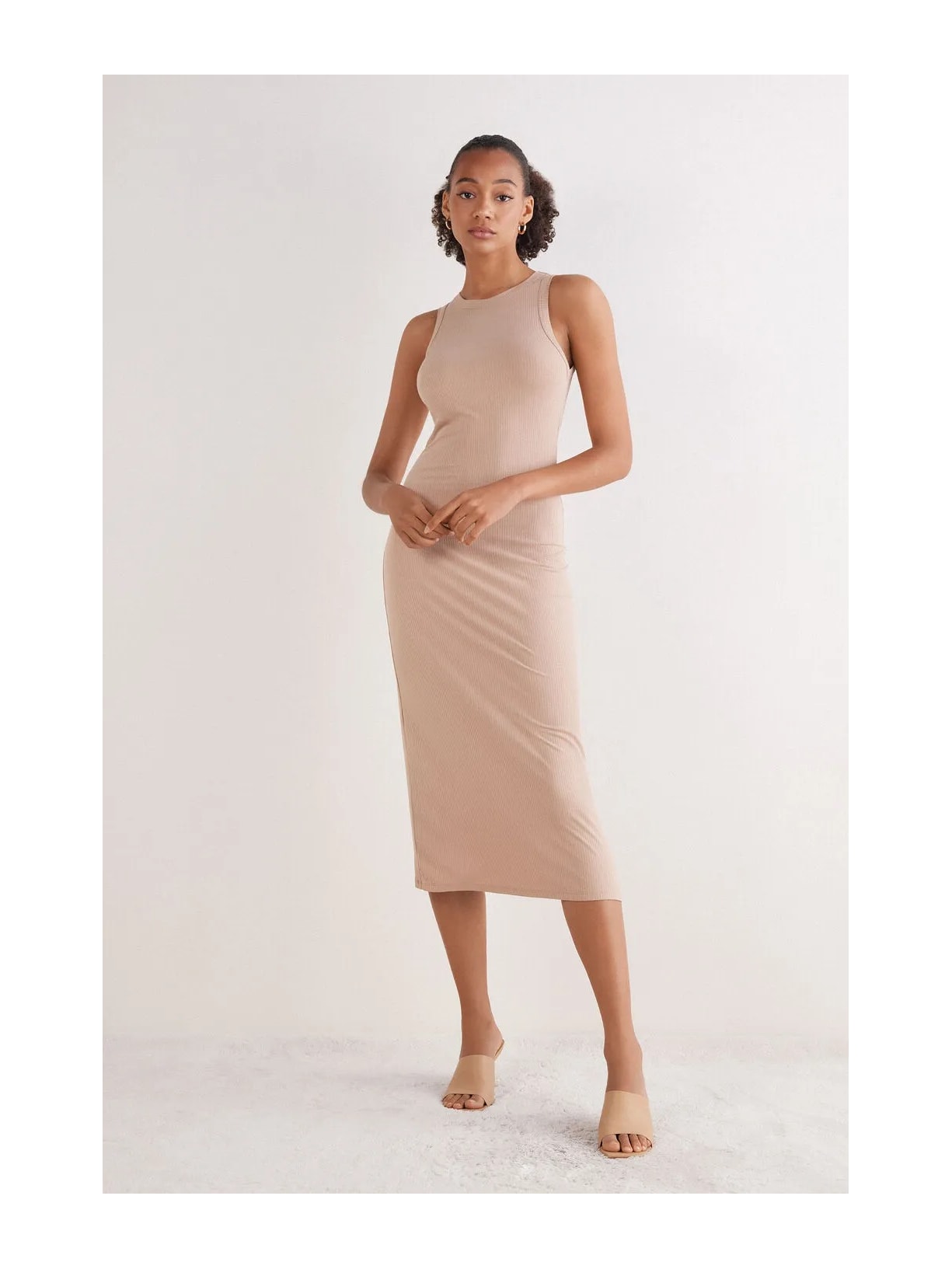 Camisola Midi Em Viscose Canelada Your Everyday Wear Bege Intimissimi