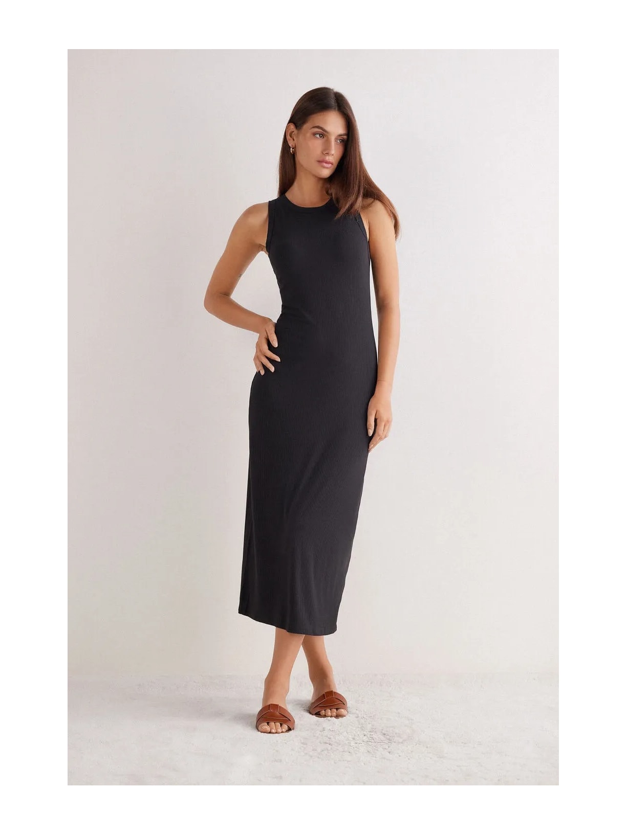 Camisola Midi Em Viscose Canelada Your Everyday Wear Preto Intimissimi