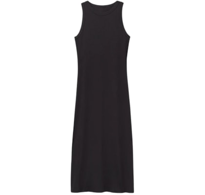 Camisola Midi Em Viscose Canelada Your Everyday Wear - Preto