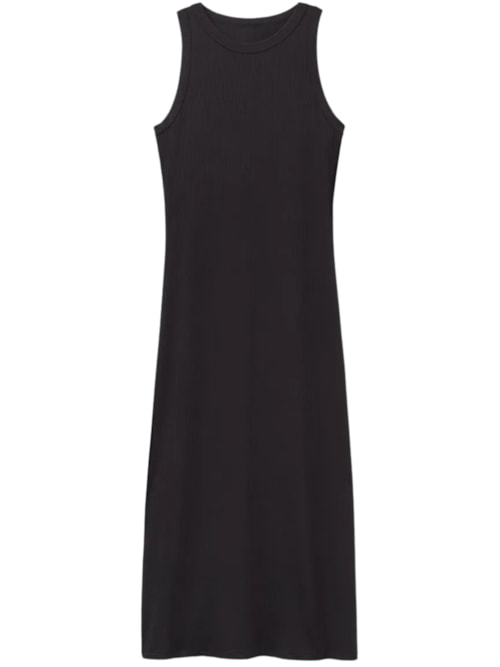 Camisola Midi Em Viscose Canelada Your Everyday Wear - Preto