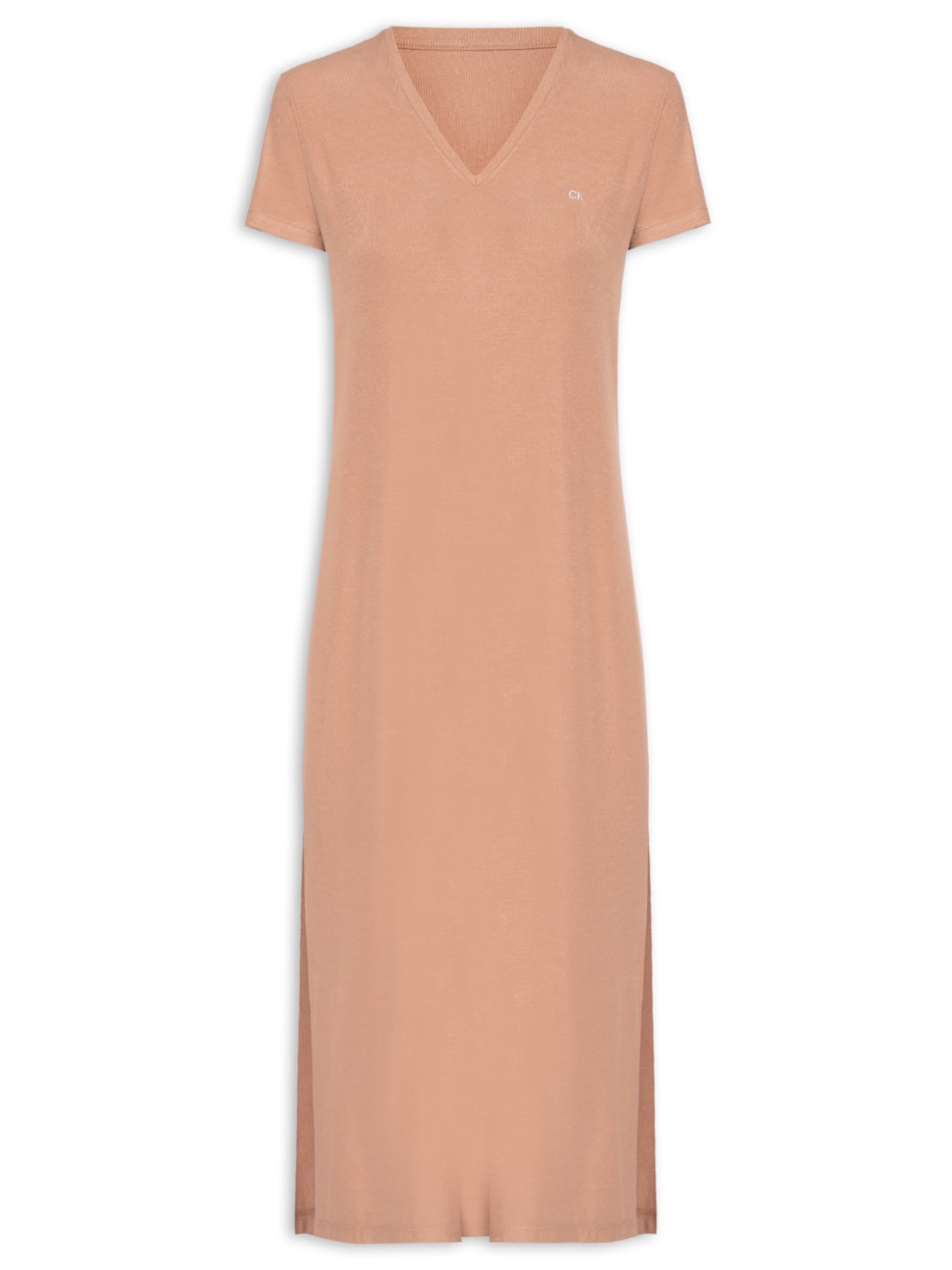 Camisola Midi Visco Canelada - Marrom