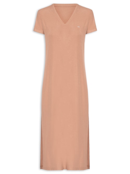 Camisola Midi Visco Canelada - Marrom