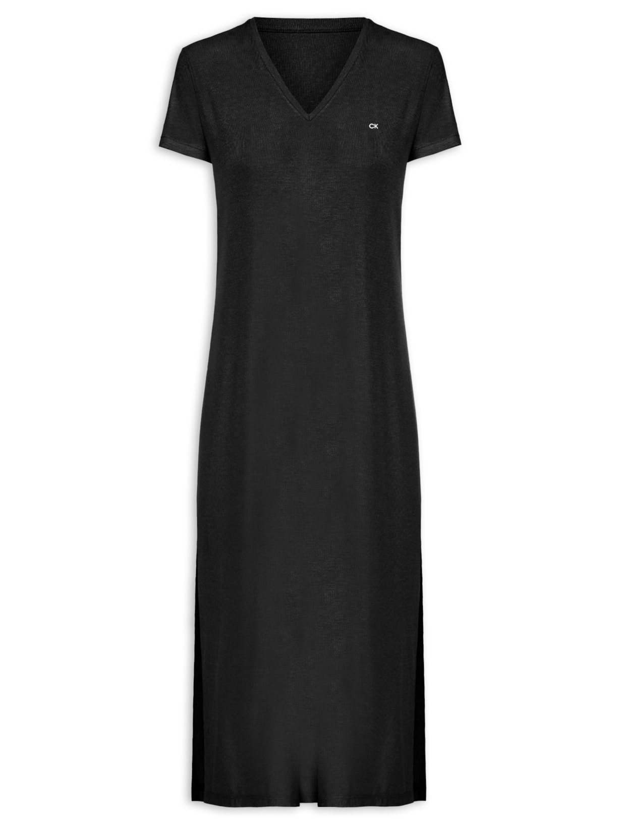 Camisola Midi Visco Canelada - Preto