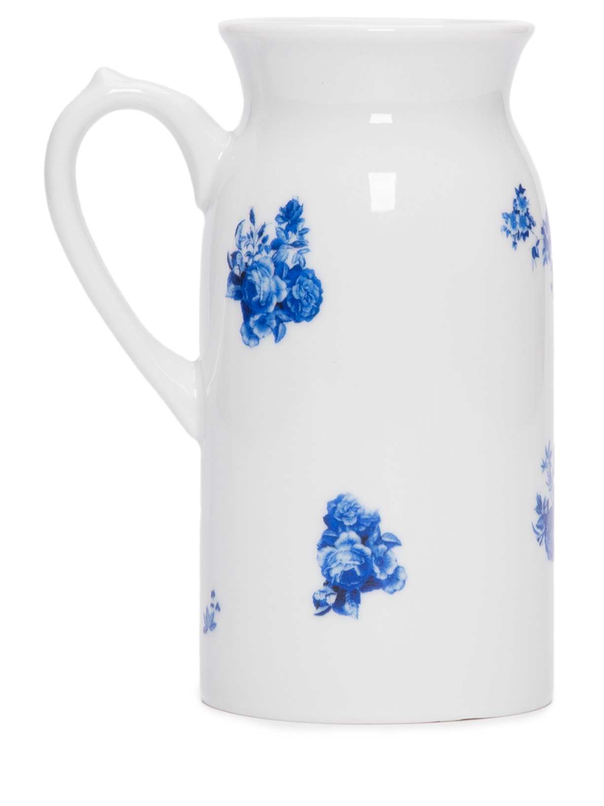 Caneca Leiteira Floral Em Porcelana - Branco