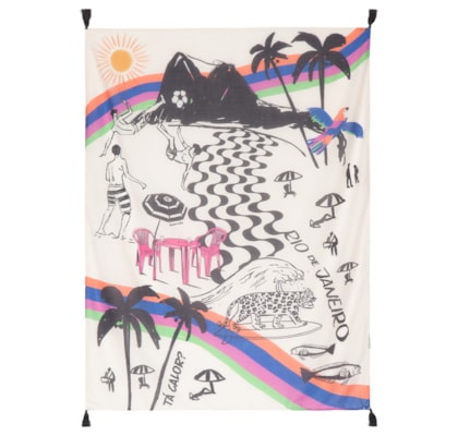 Canga Feminina Dia De Praia - Preto