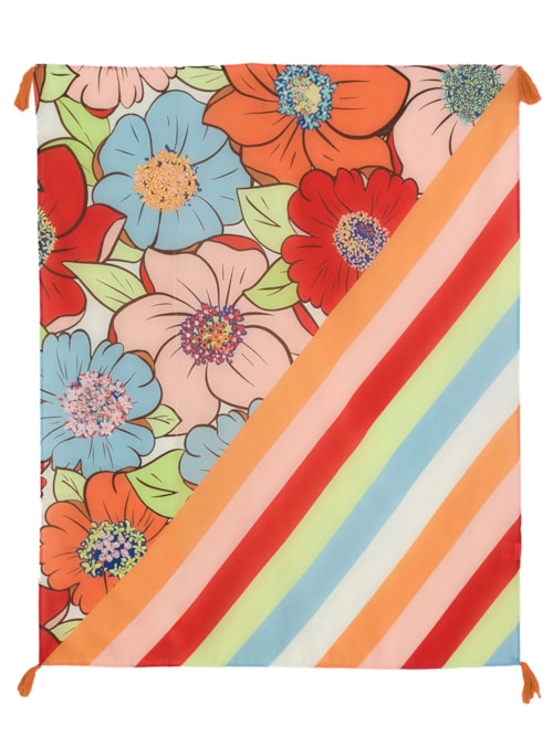 Canga Floral Carolina Listra Rainbow - Laranja