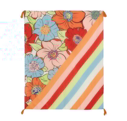 Canga Floral Carolina Listra Rainbow - Laranja