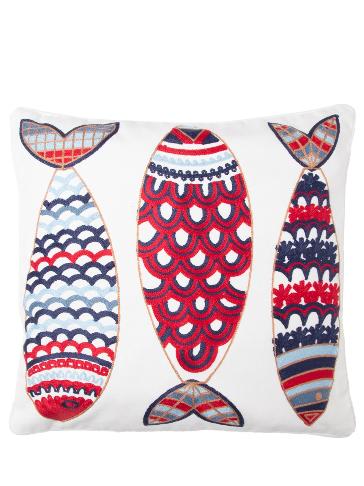 Capa De Almofada Bordada Flounder - Vermelho