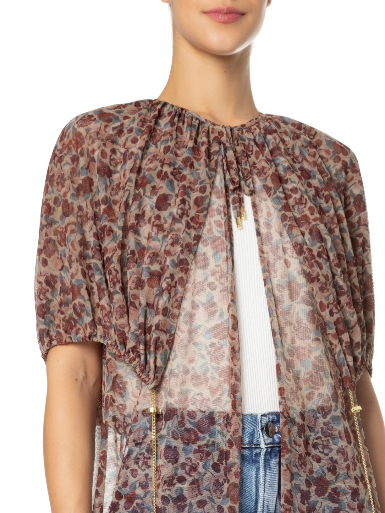 Capa Feminina Tule Estampada Rosa Lilly Sarti