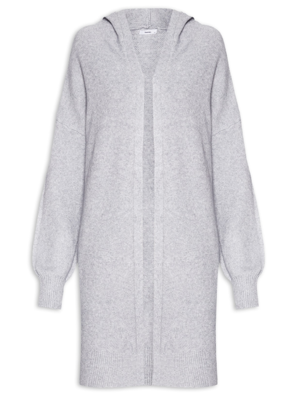 Cardigã Feminino Alongada Com Capuz Cinza Basiq