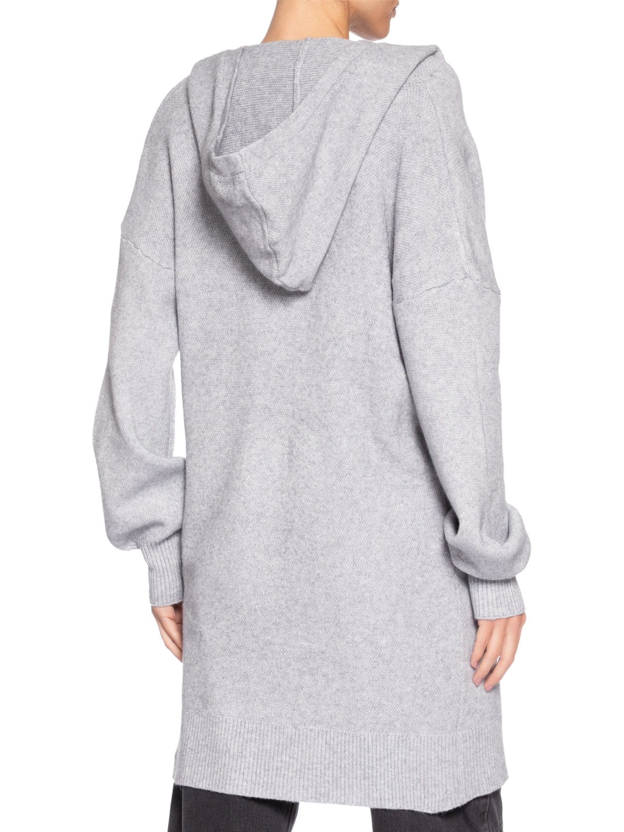 Cardigã Feminino Alongada Com Capuz Cinza Basiq