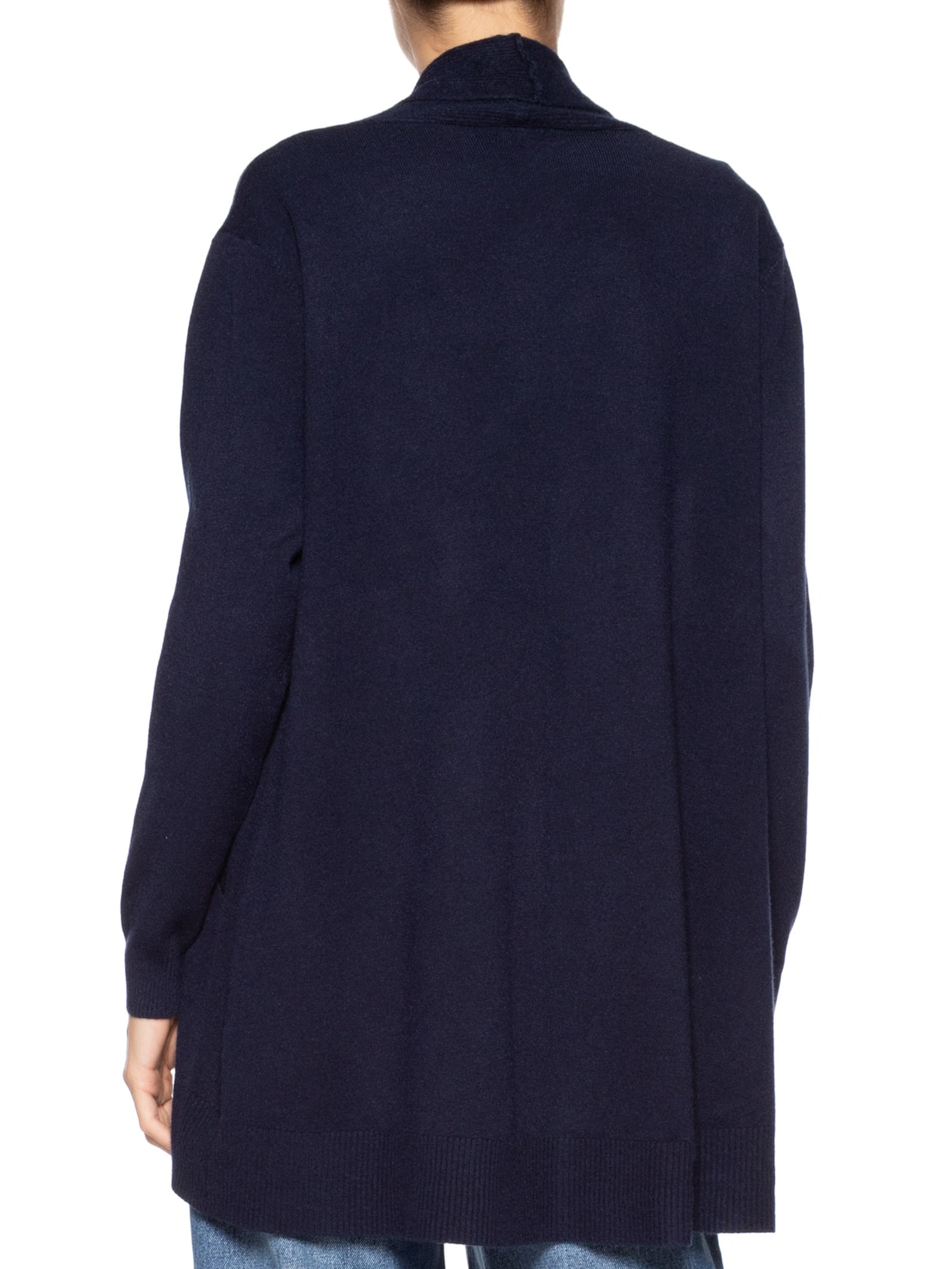 Cardigã Feminino Alongado Comfy Em Tricot Azul Basiq