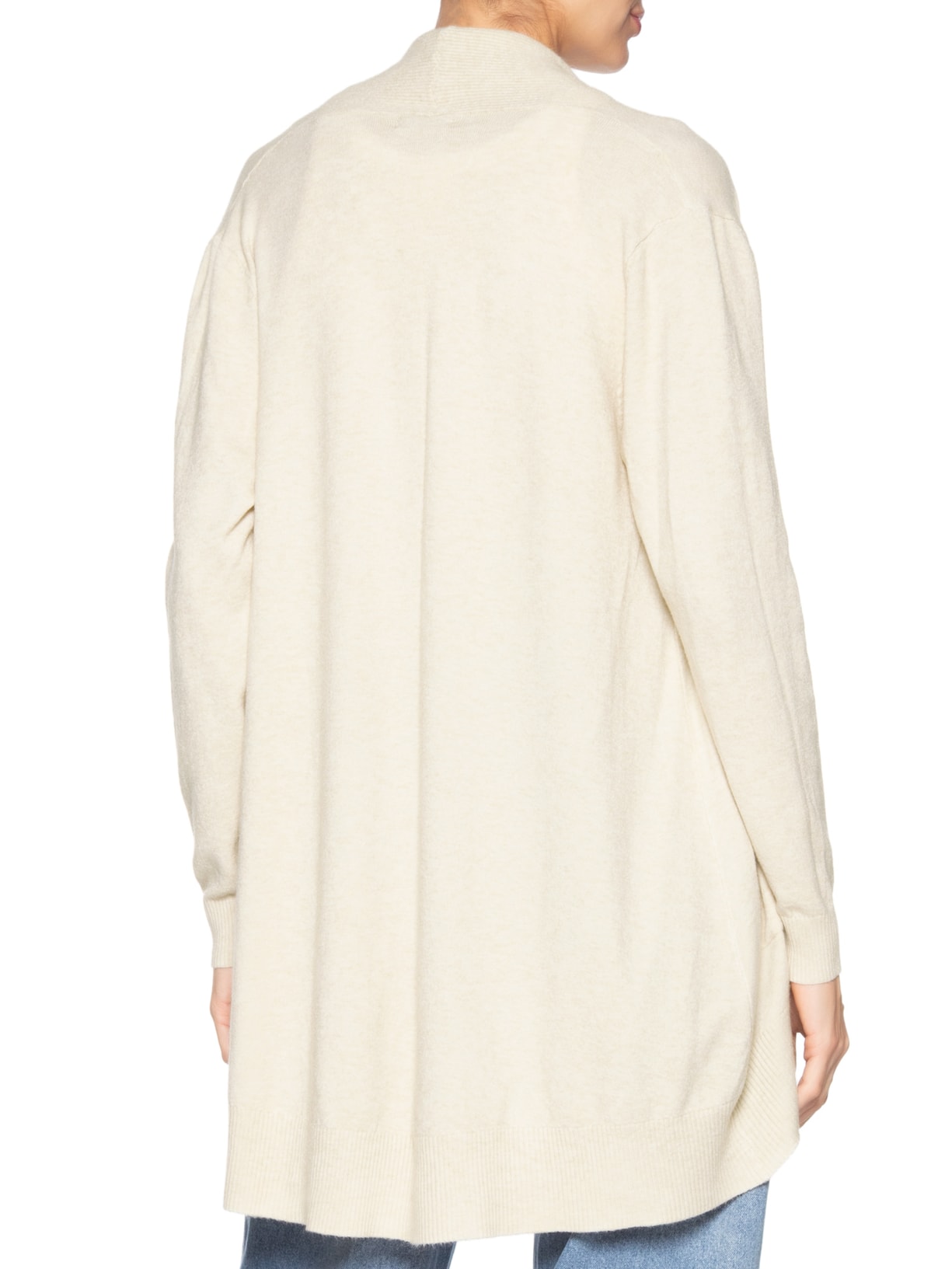 Cardigã Feminino Alongado Comfy Em Tricot Bege Basiq