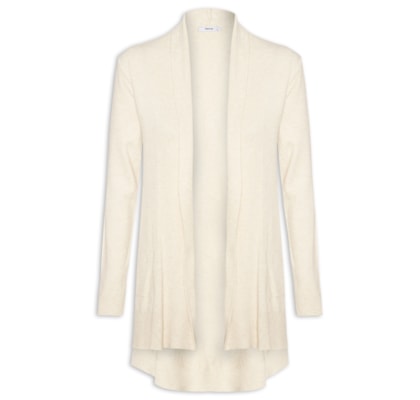 Cardigã Feminino Alongado Comfy Em Tricot - Bege