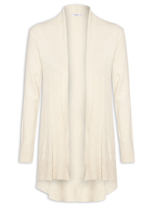 Cardigã Feminino Alongado Comfy Em Tricot - Bege