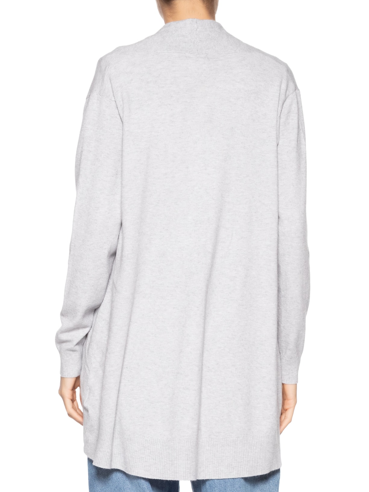 Cardigã Feminino Alongado Comfy Em Tricot Cinza Basiq