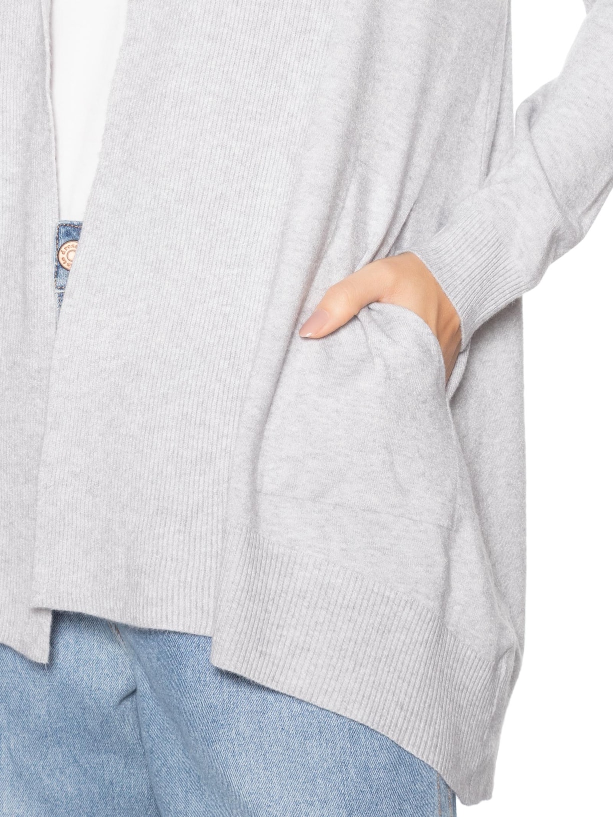 Cardigã Feminino Alongado Comfy Em Tricot Cinza Basiq