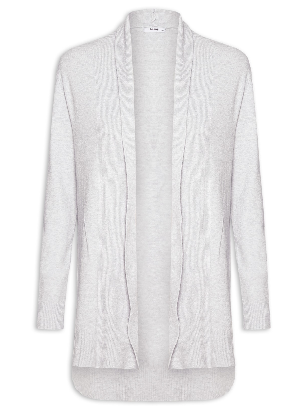 Cardigã Feminino Alongado Comfy Em Tricot Cinza Basiq