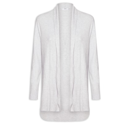 Cardigã Feminino Alongado Comfy Em Tricot - Cinza