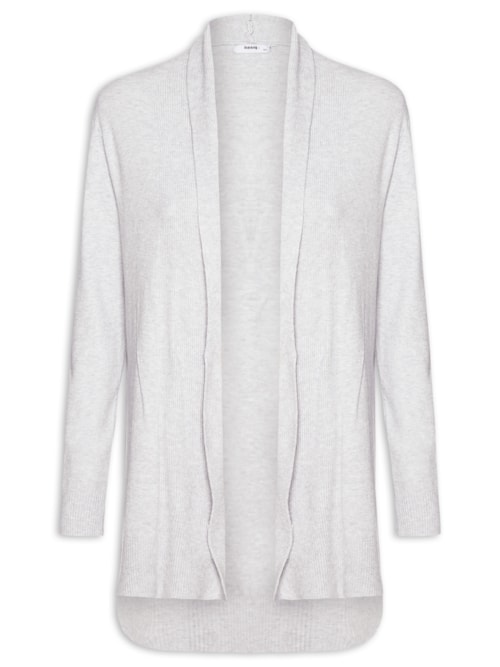 Cardigã Feminino Alongado Comfy Em Tricot - Cinza