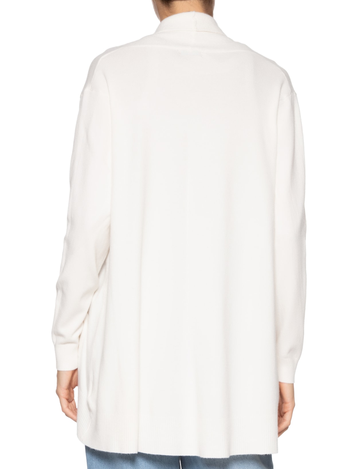 Cardigã Feminino Alongado Comfy Em Tricot Off White Basiq