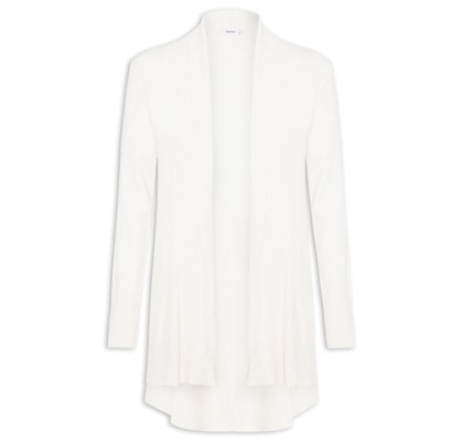 Cardigã Feminino Alongado Comfy Em Tricot - Off White