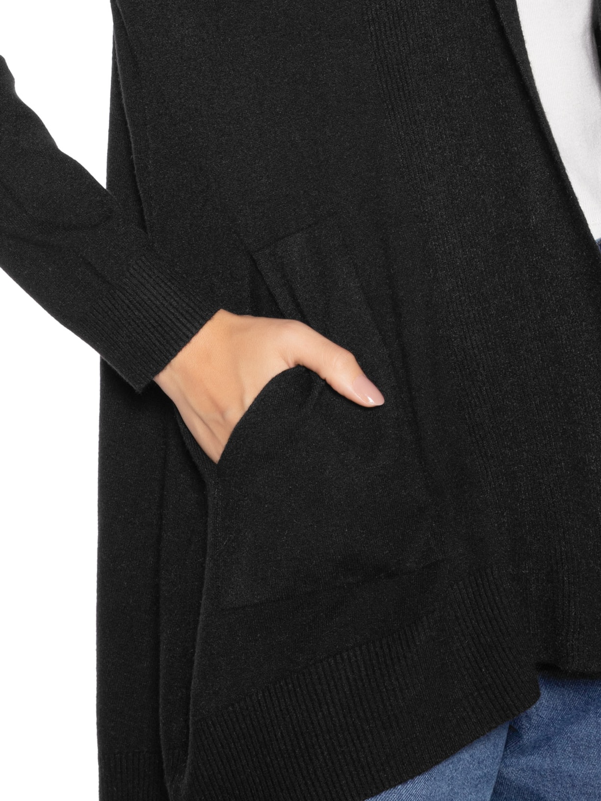 Cardigã Feminino Alongado Comfy Em Tricot Preto Basiq