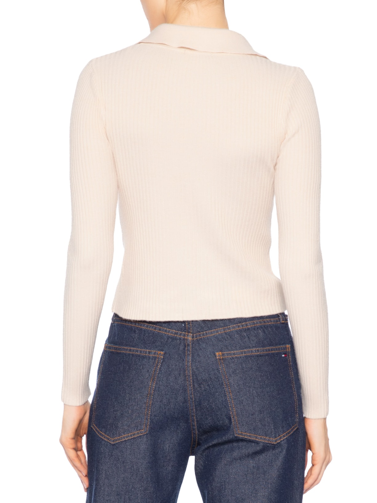 Cardigã Feminino Canelado Gola Polo Bege Basiq