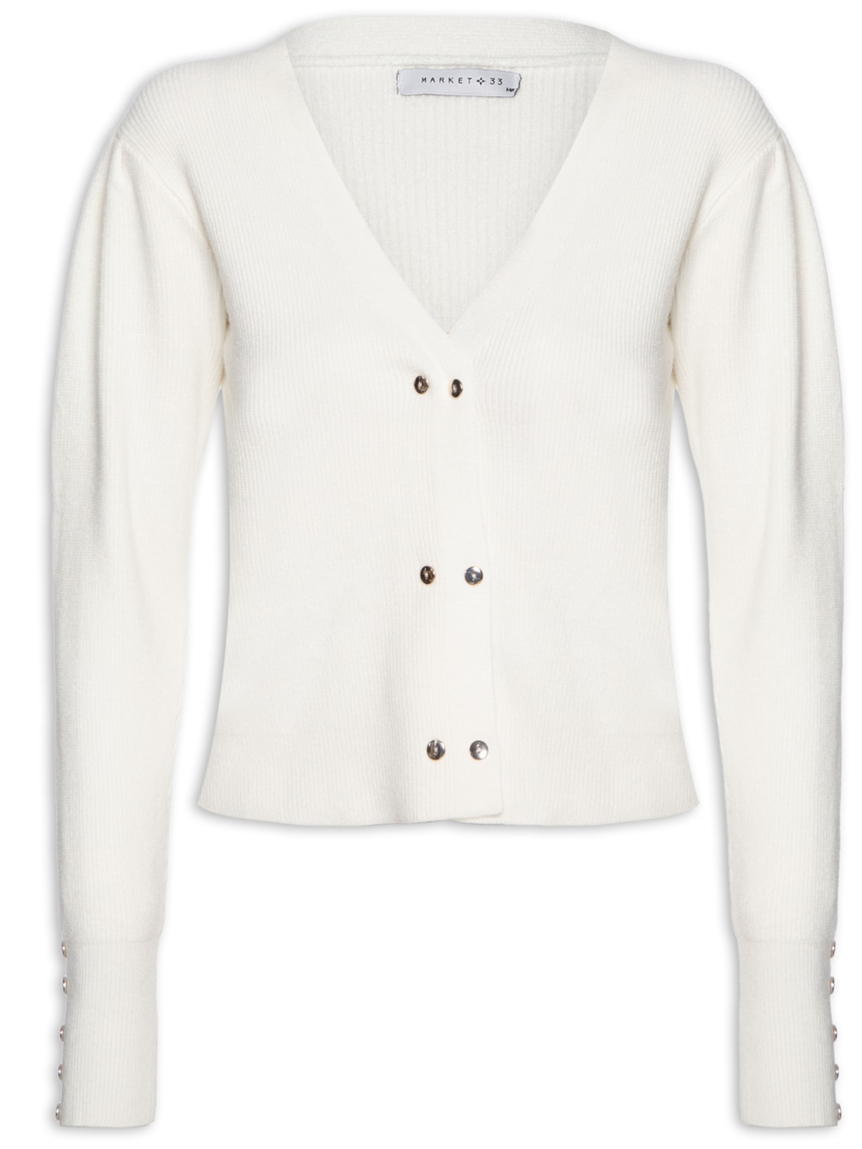 Cardigã Feminino Com Abotoamento Duplo - Off White