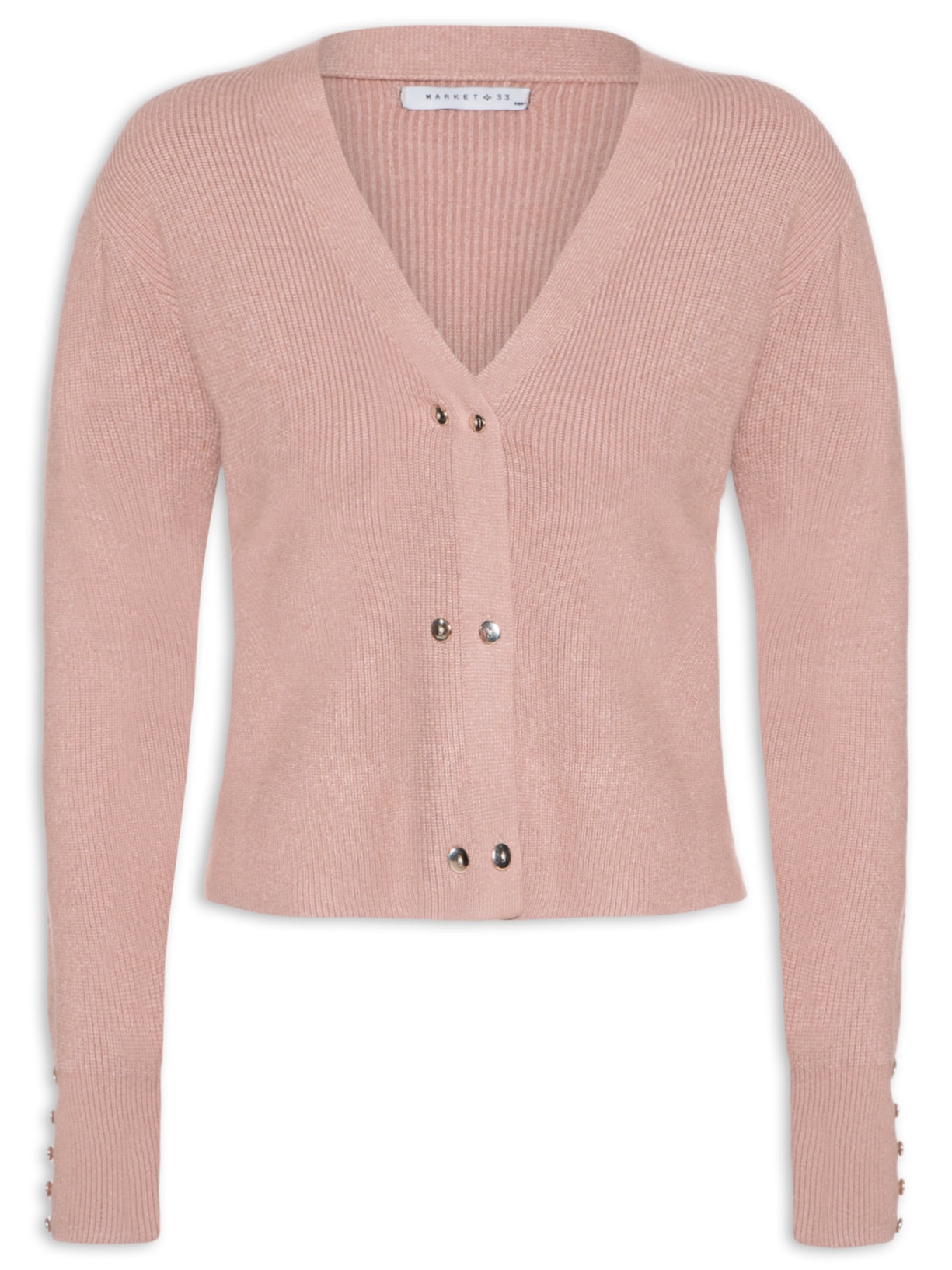 Cardigã Feminino Com Abotoamento Duplo - Rosa