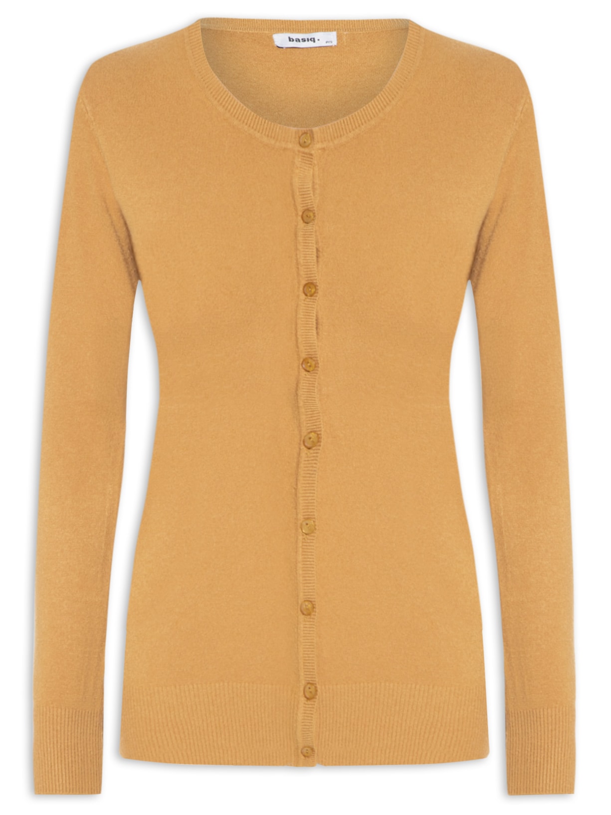 Cardigã Feminino com Abotoamento e Decote U - Amarelo